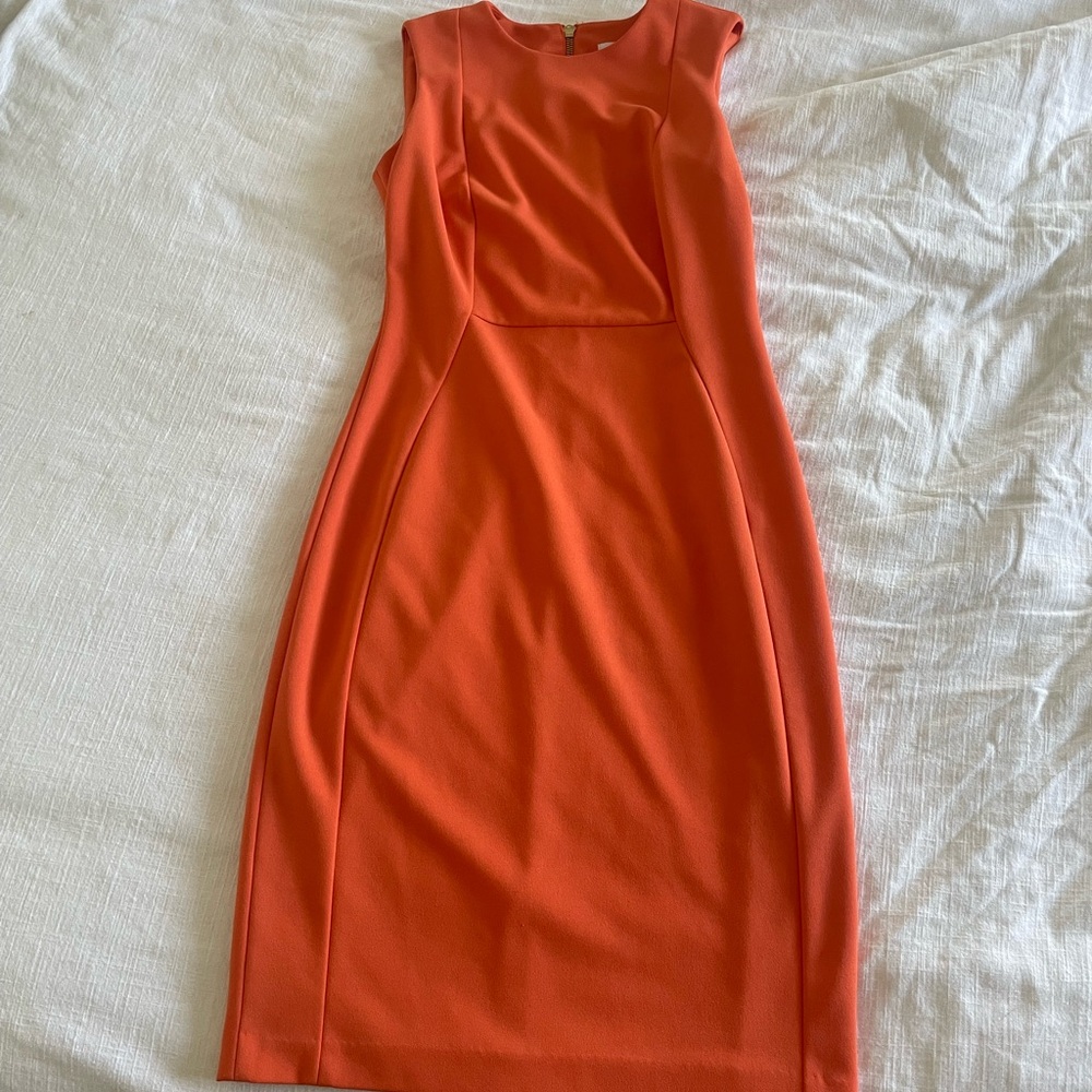 Calvin Klein Vibrant Orange Midi Dress